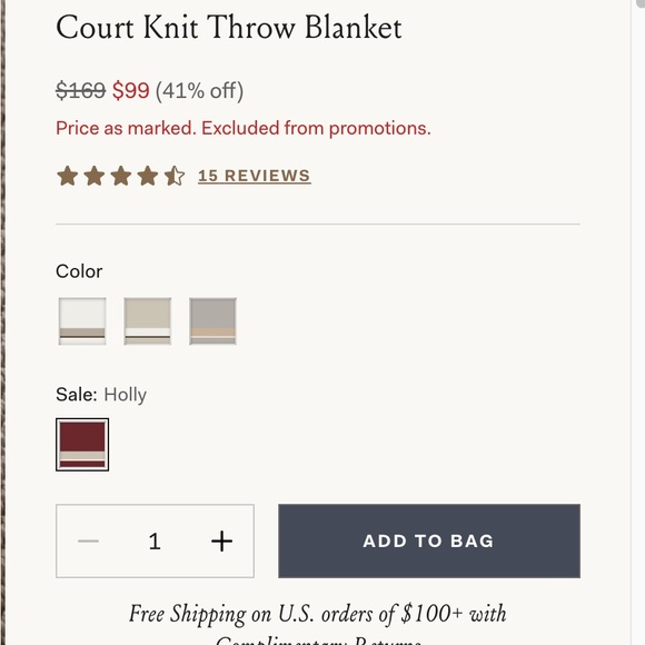 Boll & Branch Burgundy and Cream Court Knit Blanket - Picture 8 of 8
